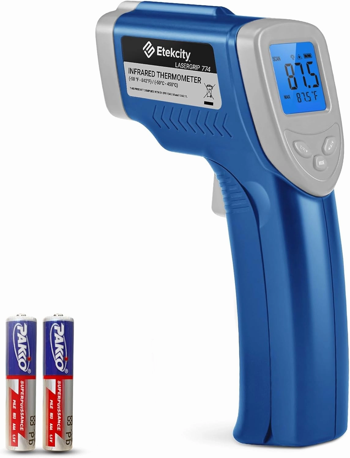 Etekcity Infrared Thermometer Upgrade 774, Heat Temperature Temp Gun for Cooking, Laser IR Surface Tool for Pizza, Griddle, Grill, HVAC, Engine, Accessories, -58°F to 842°F, Blue