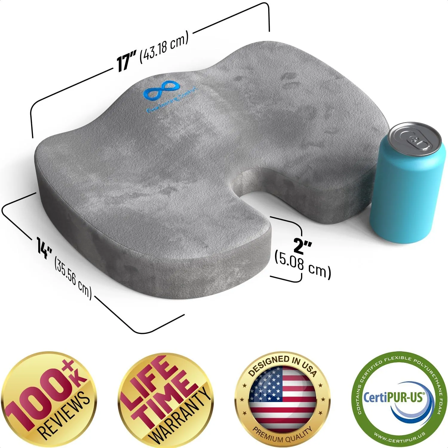 Everlasting Comfort Doctor Recommended Memory Foam Seat Cushion for Office Chairs & Car Seat - Ergonomic Office Desk Accessories for Tailbone Pain Relief, Sciatica & Back Support