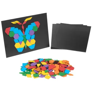 Excellerations Magnetic Foam Shape Building Pattern Blocks and Boards, 12 inch x 9 inch Boards, 184 Pieces, Early Math Skills, Educational Toy, Preschool, STEM, Kids Toys