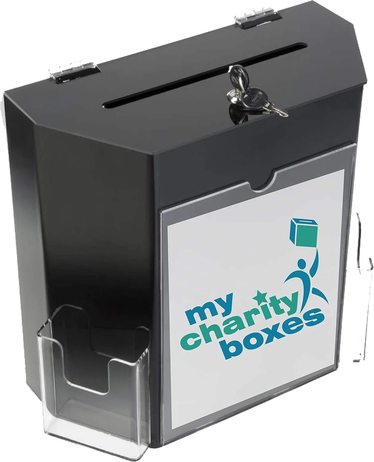Extra Large Donation Charity Collection Office Suggestion comment Acrylic Ballot Box with Big Display area comes with 2 business card size pockets and lock with set of keys
