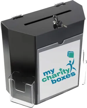 Extra Large Donation Charity Collection Office Suggestion comment Acrylic Ballot Box with Big Display area comes with 2 business card size pockets and lock with set of keys