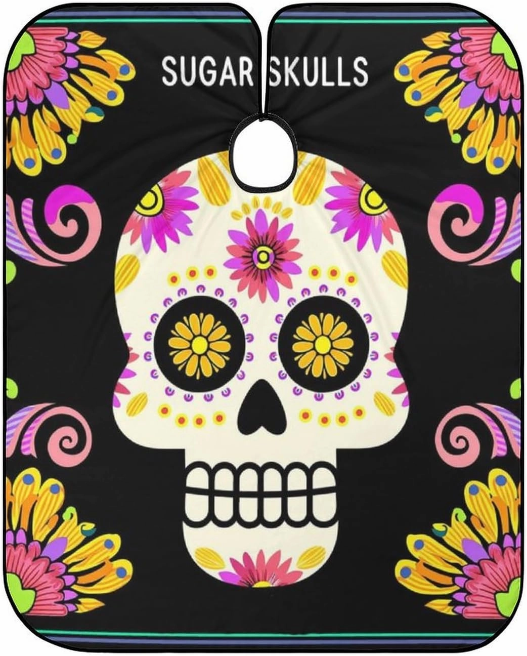 Extra Large Hair Styling Cape - Sugar Skull Colorful Flowers Art Haircut Apron Haircuting Salon Cape Gown for Hair Cutting & Styling