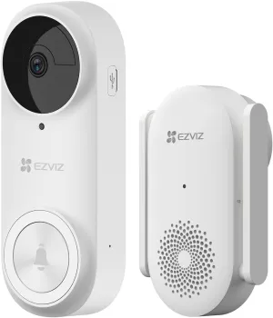 EZVIZ 2K Wireless Video Doorbell, Battery-Powered, 4-Month Battery Life, Multiple Ringtones, Anti-Tamper Alarm, AI Human Detection, Two Way Talk, Weatherproof, Simple Self-Installation (DB2 kit)