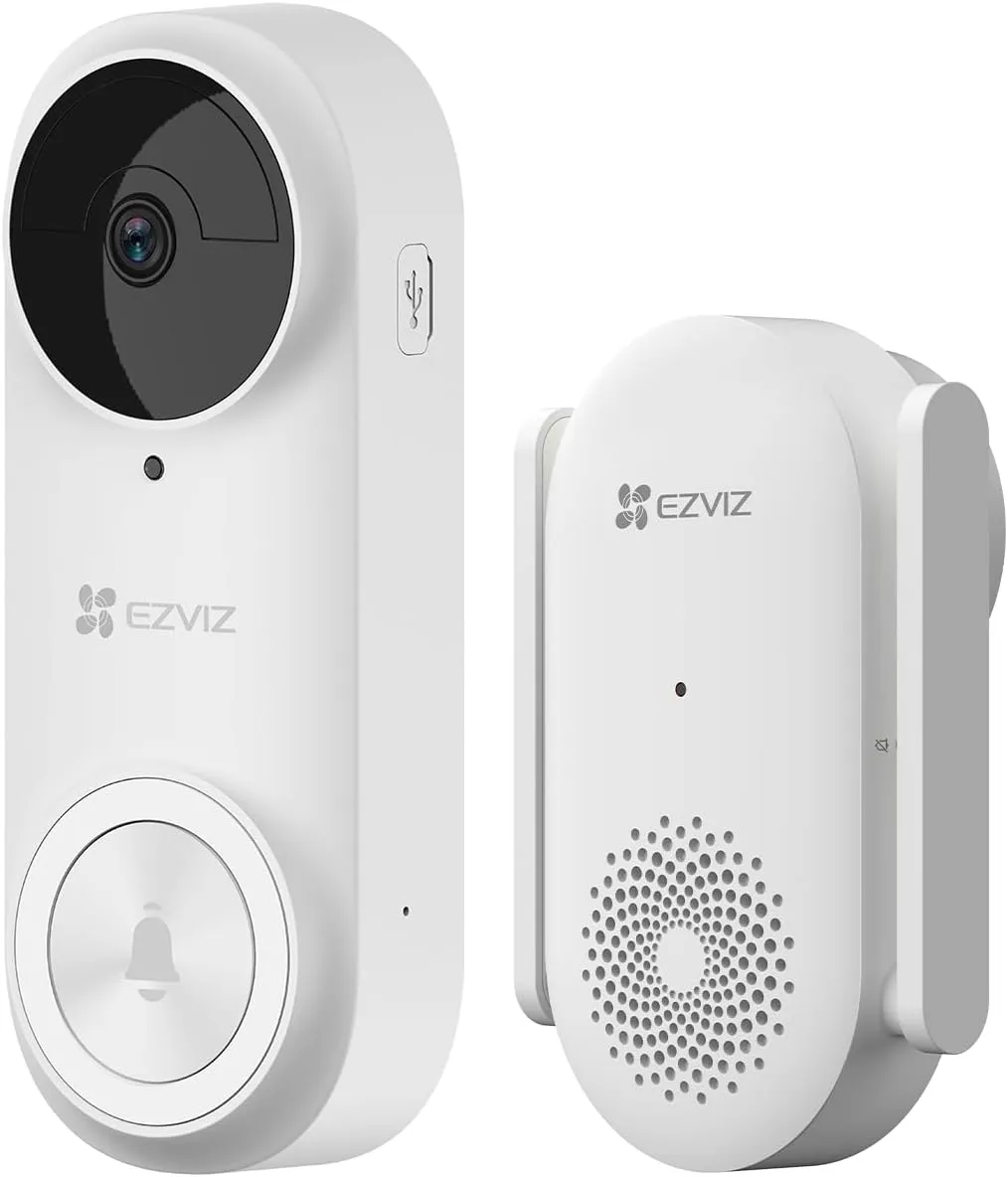 EZVIZ 2K Wireless Video Doorbell, Battery-Powered, 4-Month Battery Life, Multiple Ringtones, Anti-Tamper Alarm, AI Human Detection, Two Way Talk, Weatherproof, Simple Self-Installation (DB2 kit)