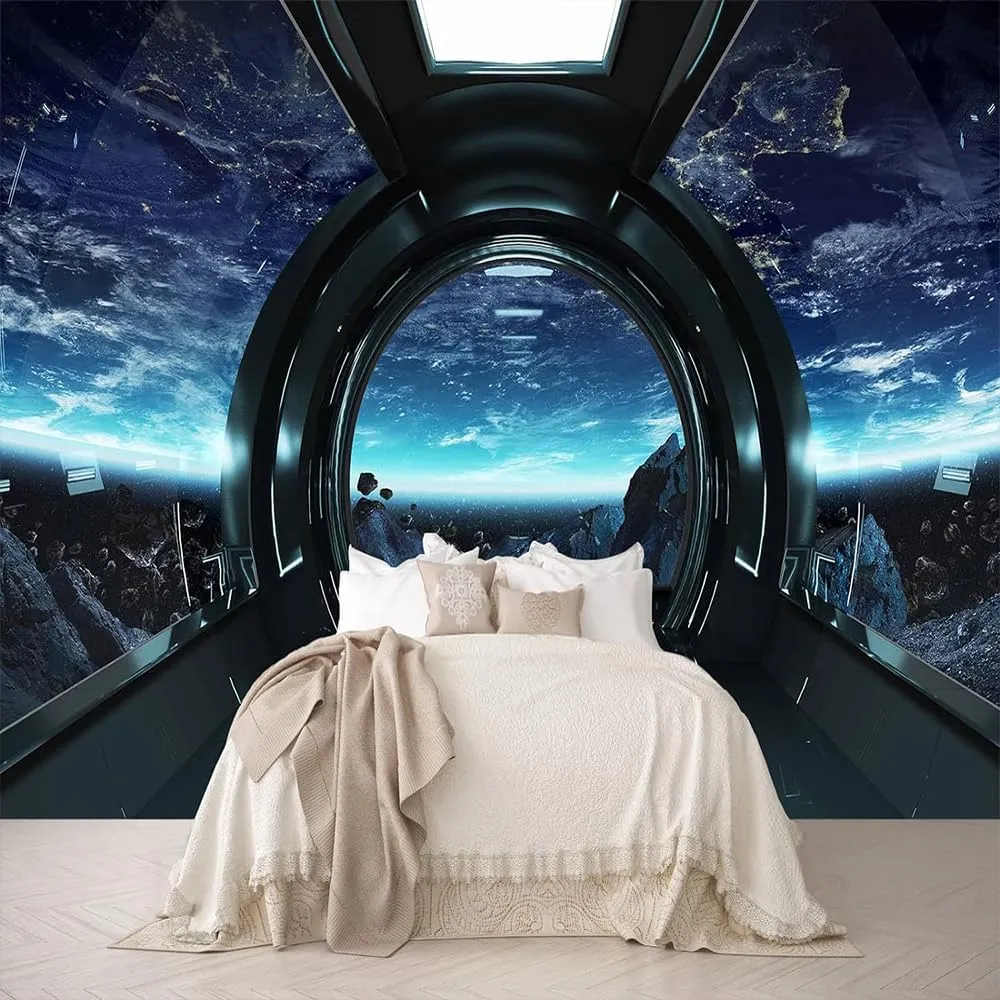 FENDROM Spaceship Tapestry Wall Hanging Futuristic Science Fiction Wall Tapestry Sci Fi Space Ship Interior Space Station Planet Earth Tapestries for Bedroom Living Room Dorm Home Decor