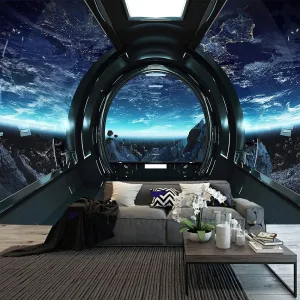 FENDROM Spaceship Tapestry Wall Hanging Futuristic Science Fiction Wall Tapestry Sci Fi Space Ship Interior Space Station Planet Earth Tapestries for Bedroom Living Room Dorm Home Decor