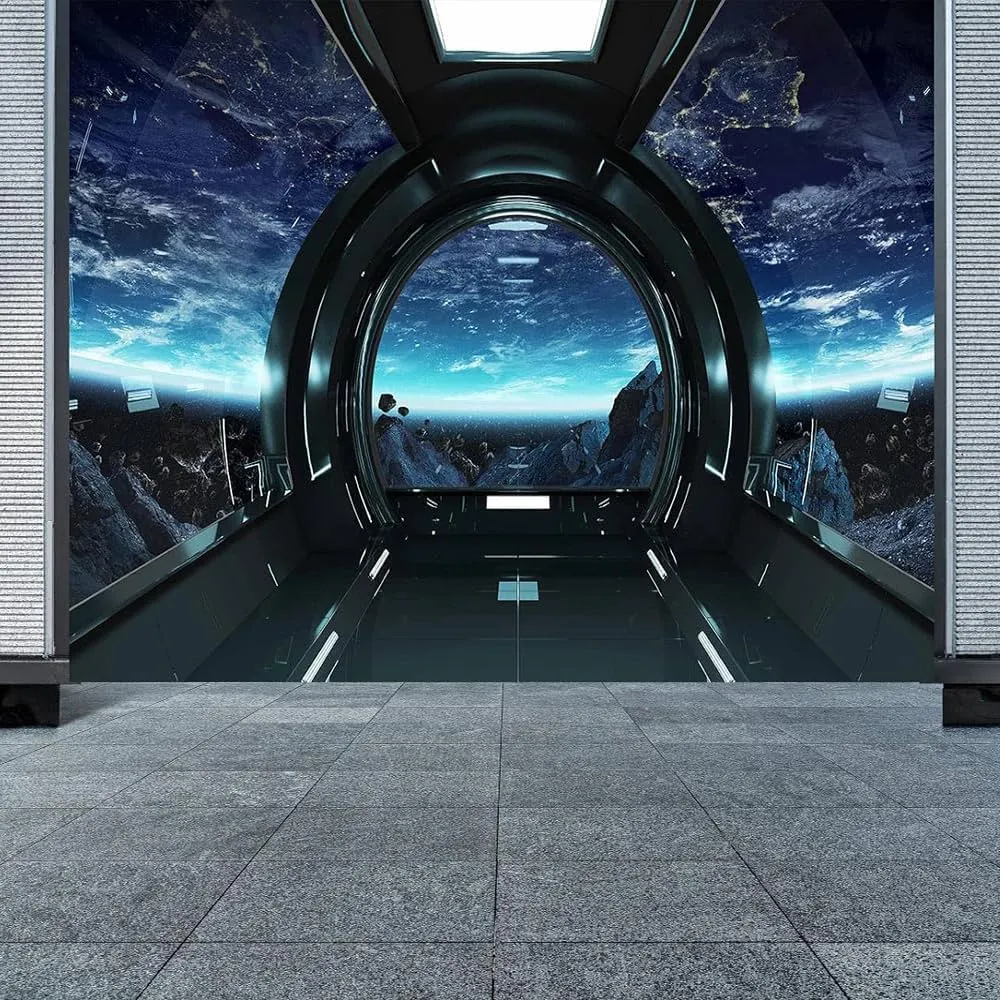 FENDROM Spaceship Tapestry Wall Hanging Futuristic Science Fiction Wall Tapestry Sci Fi Space Ship Interior Space Station Planet Earth Tapestries for Bedroom Living Room Dorm Home Decor