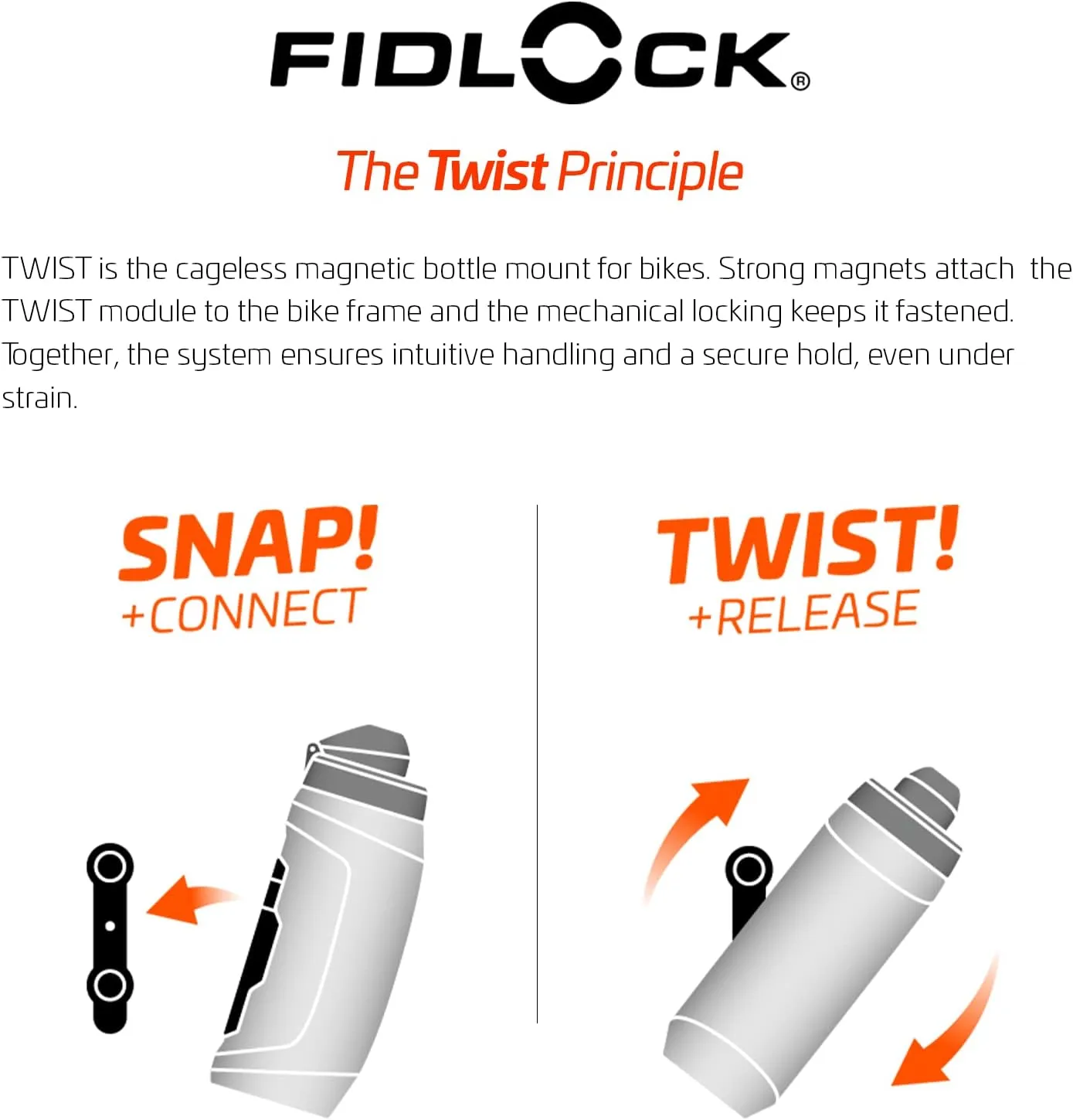 FIDLOCK Twist Replacement Bottle 800ml/27oz | Includes Twist Bottle Only (Twist Base Not Included) | Clear