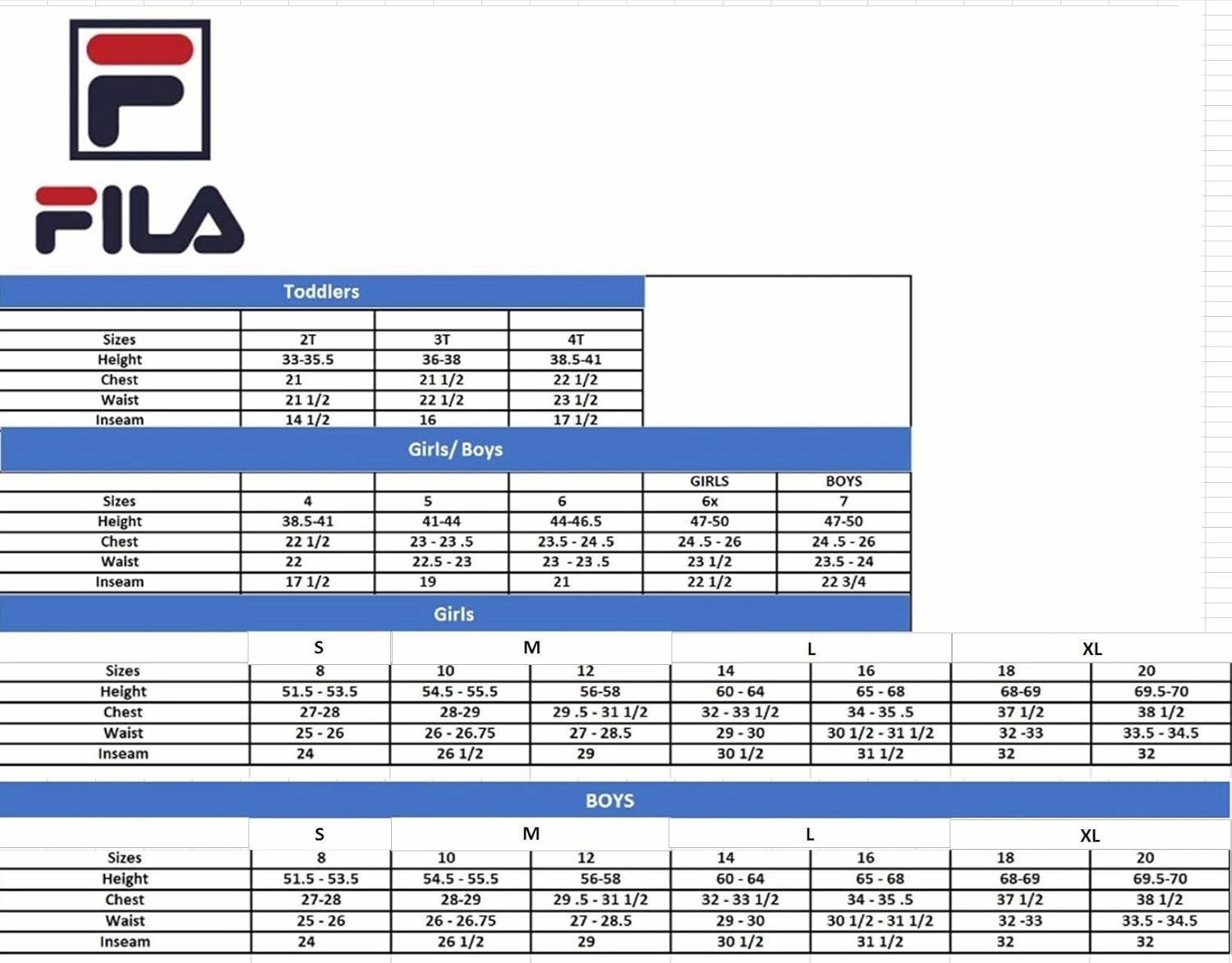Fila Boys Classic Logo Short Sleeve Tee Shirt Top
