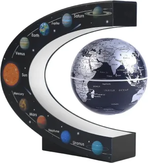 Floating globe, Magnetic Levitating Geographic Globes with LED Lights, Desk Spinning Rotating Globes for Kids, Men and Family (Black))