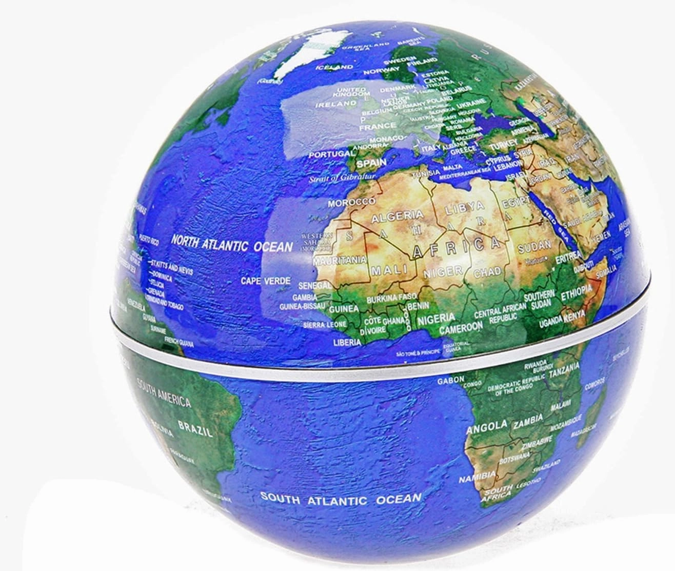 Floating Globe with LED Lights C Shape Magnetic Levitation Floating Globe World Map for Desk Decoration (Blue)