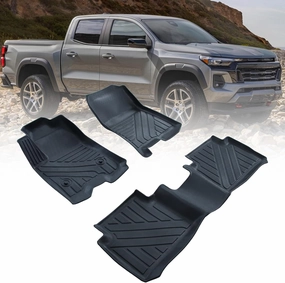 Floor Mats - Fit for 2023 2024 Chevr olet Colo rado Crew cab Floor Mat Liner - All Weather Protection Car Floor Liners & Cargo Liner