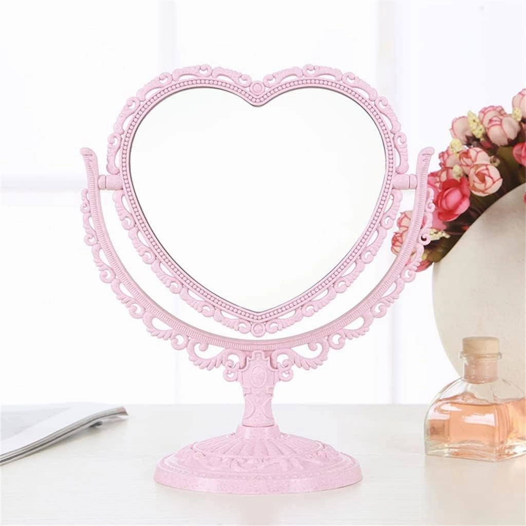 FMURY Desktop Makeup Mirrors Large Sided Retro Dressing Mirrors Beauty Mirrors Portable Princess Mirrors