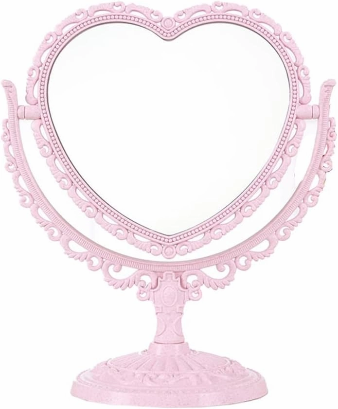 FMURY Desktop Makeup Mirrors Large Sided Retro Dressing Mirrors Beauty Mirrors Portable Princess Mirrors
