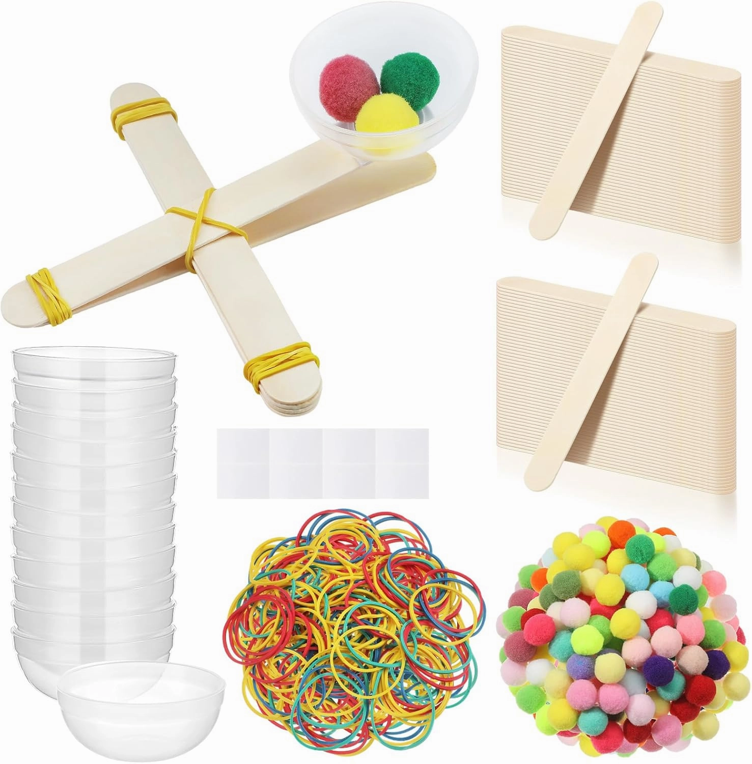 Foilswirl 24 Sets Stem DIY Catapult Craft Kit Craft Stick Catapults Kit for Educational and Learning Activities Camp Crafts Supplies (Colorful)