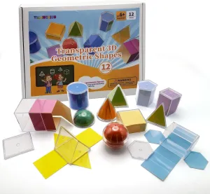 Folding Geometric Shapes| 2D3D Geometric Solids - Set of 24-12 Multicolored Shapes 1.96",12 2D Nets - Early Math Manipulative and Geometry for Kids,Teacher Aids| Math Games| Back to School Supplies