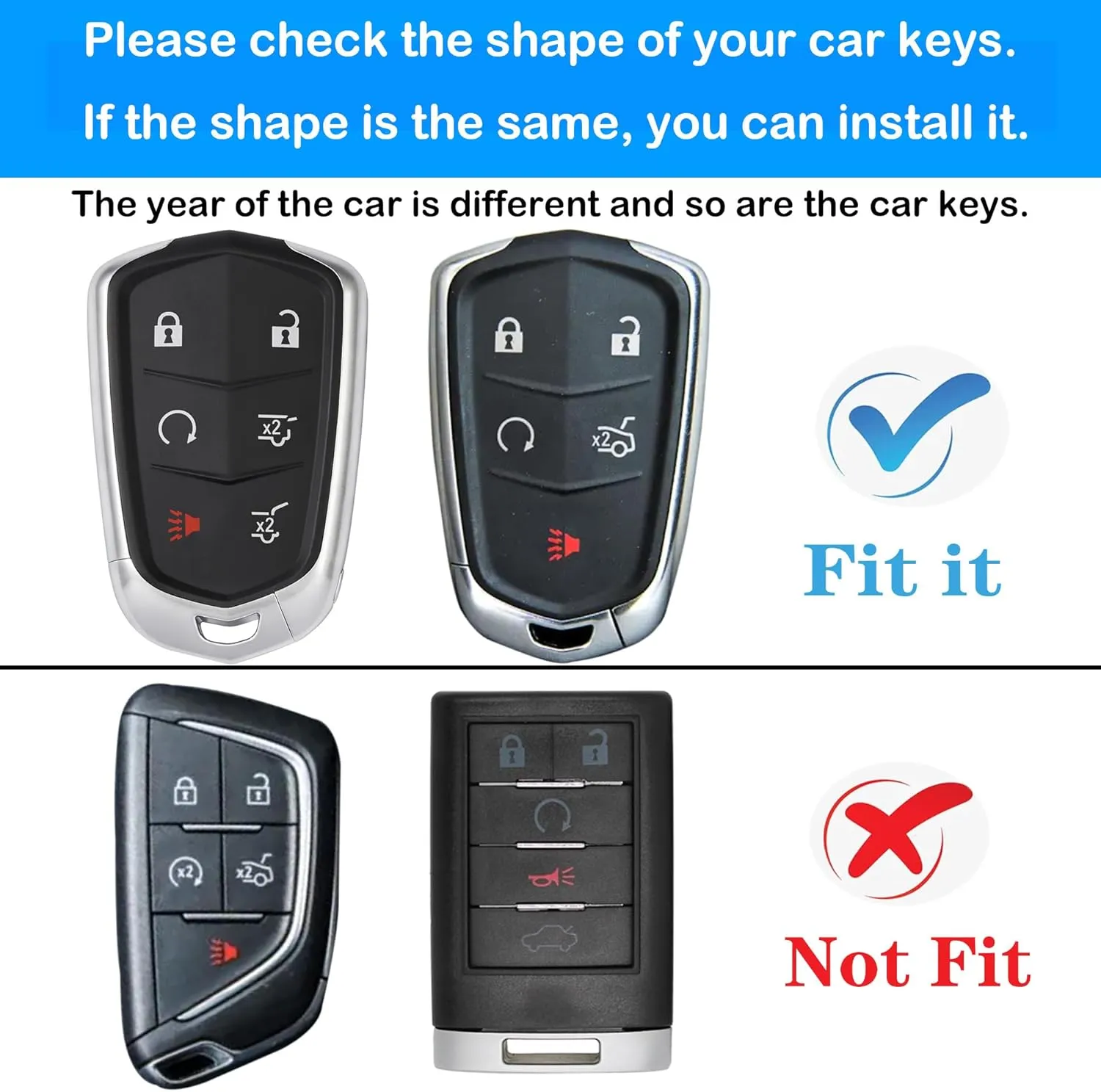 for Cadillac Key fob Cover case Keychain,Soft TPU Key case,Skin,5-6 Buttons Compatible with CT6 XT5 CTS XTS SRX ATS STS Remote Key Vehicle Accessories(Transparent Black)