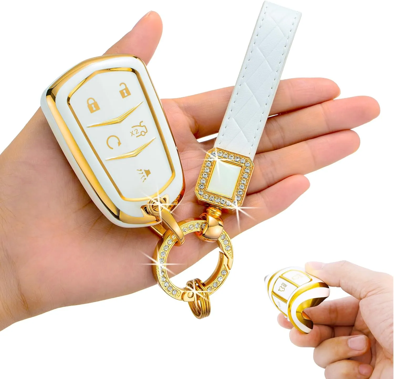 for Cadillac Key Fob Cover,Soft TPU 360 Degree Protection for 2015-2019 Cadillac Escalade CTS SRX XT5 ATS STS CT6 Car Key Shell Case