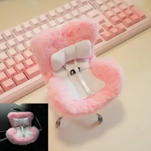 for Labubu Car Seat, Car Seat Vent Clip for Labubu Sofa, Pink Soft Furry Cushion Cars eat Cover with Seat Leg for Labubu Desktop Display, Car Decoration for Labubu Fans Collectors