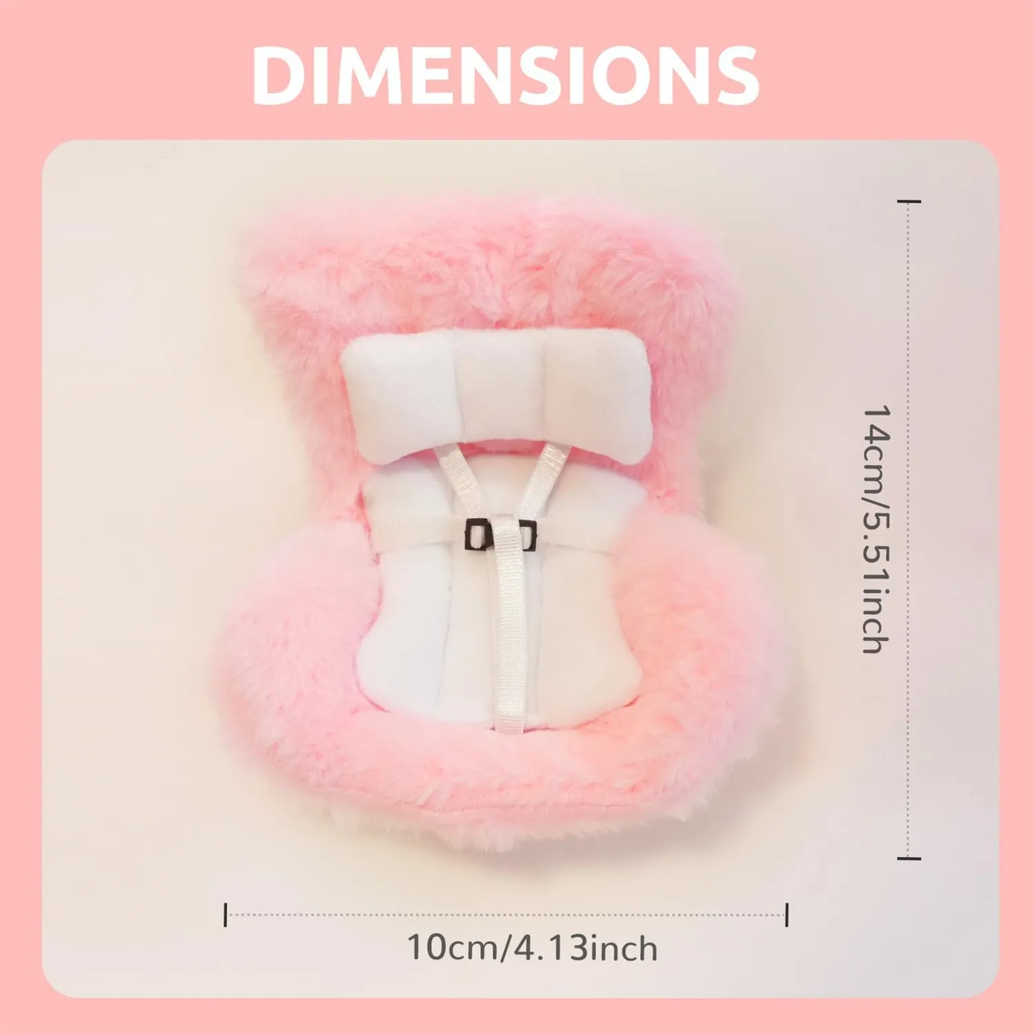 for Labubu Car Seat, Car Seat Vent Clip for Labubu Sofa, Pink Soft Furry Cushion Cars eat Cover with Seat Leg for Labubu Desktop Display, Car Decoration for Labubu Fans Collectors