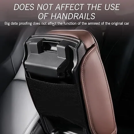 for Nissan Kicks 2017-2024 Car Center Console Cover, Microfiber Leather Armrest Cover Cushion, with 2 Side Storage Pockets,Hand Rest Pillow with Height Increase,Brown