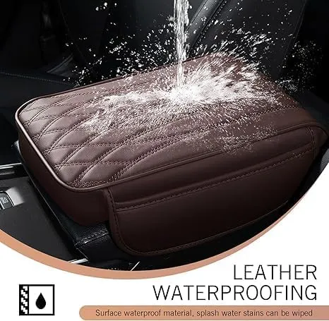 for Nissan Kicks 2017-2024 Car Center Console Cover, Microfiber Leather Armrest Cover Cushion, with 2 Side Storage Pockets,Hand Rest Pillow with Height Increase,Brown