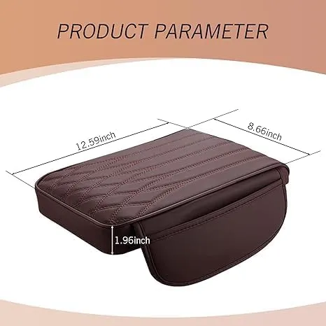 for Nissan Kicks 2017-2024 Car Center Console Cover, Microfiber Leather Armrest Cover Cushion, with 2 Side Storage Pockets,Hand Rest Pillow with Height Increase,Brown