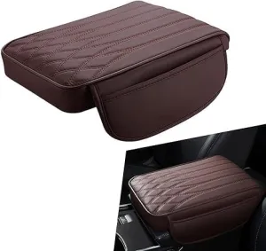 for Nissan Kicks 2017-2024 Car Center Console Cover, Microfiber Leather Armrest Cover Cushion, with 2 Side Storage Pockets,Hand Rest Pillow with Height Increase,Brown