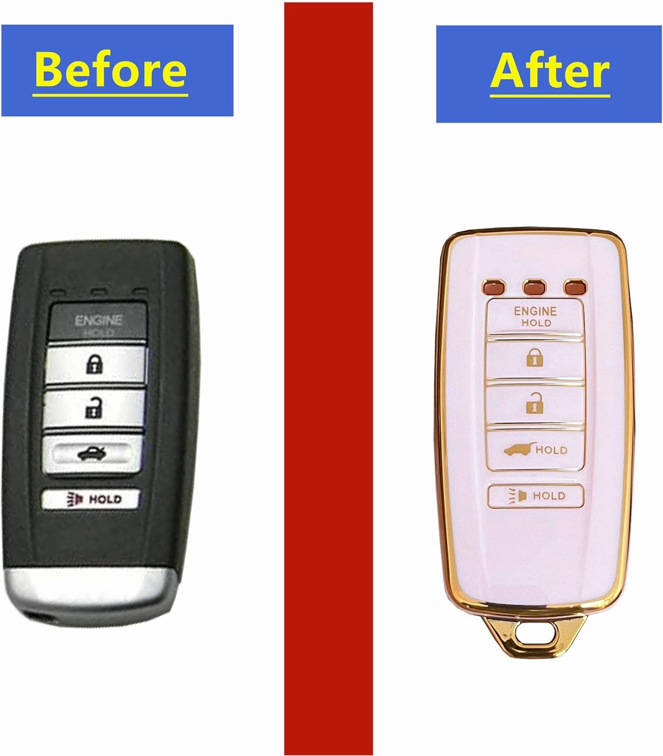 For Acura Key Fob Shell Keyless Remote Key With Keychain Fit for 2014-2021 Acura ILX MDX RDX RLX TLX(KR537924100)