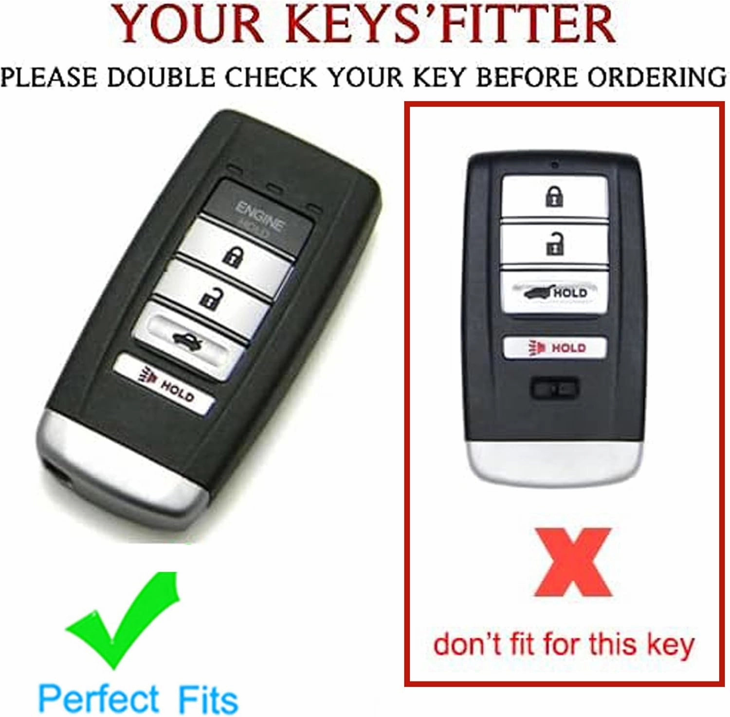 For Acura Key Fob Shell Keyless Remote Key With Keychain Fit for 2014-2021 Acura ILX MDX RDX RLX TLX(KR537924100)