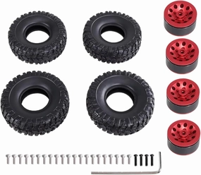 for MN D90 98 99S 78 82 99sV2 for WPL C14 C24 C34 1/2 1/16 Clip Type Tire Soft Tire Skin Rc Car Upgrade Metal Parts Accessories RC Car Accessories(Red)