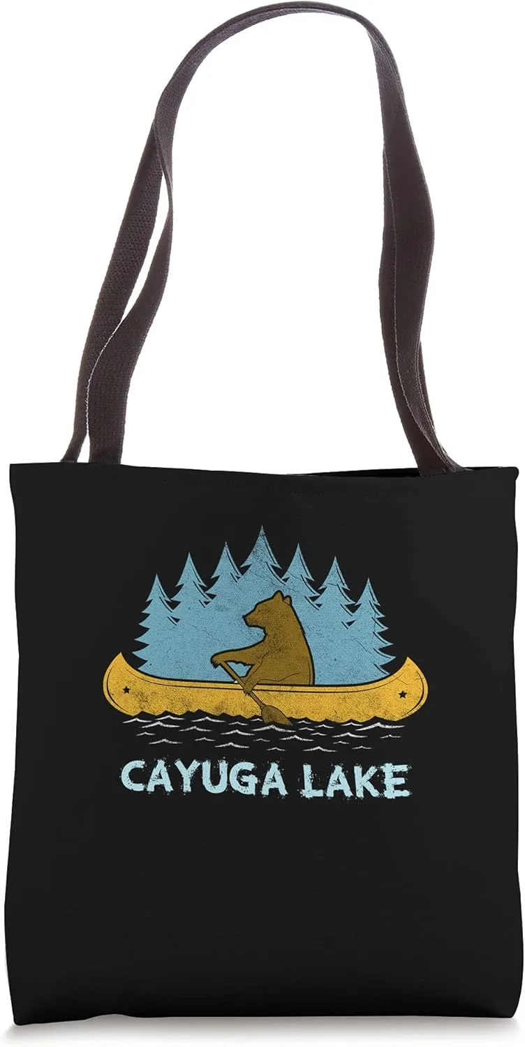 Fort Peck Lake lake Bear Canoe outdoor hiking camping retro Tote Bag