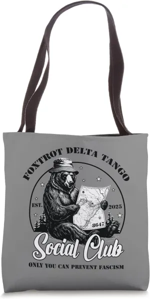 Foxtrot Delta Tango Social Club Vintage Bear Tote Bag