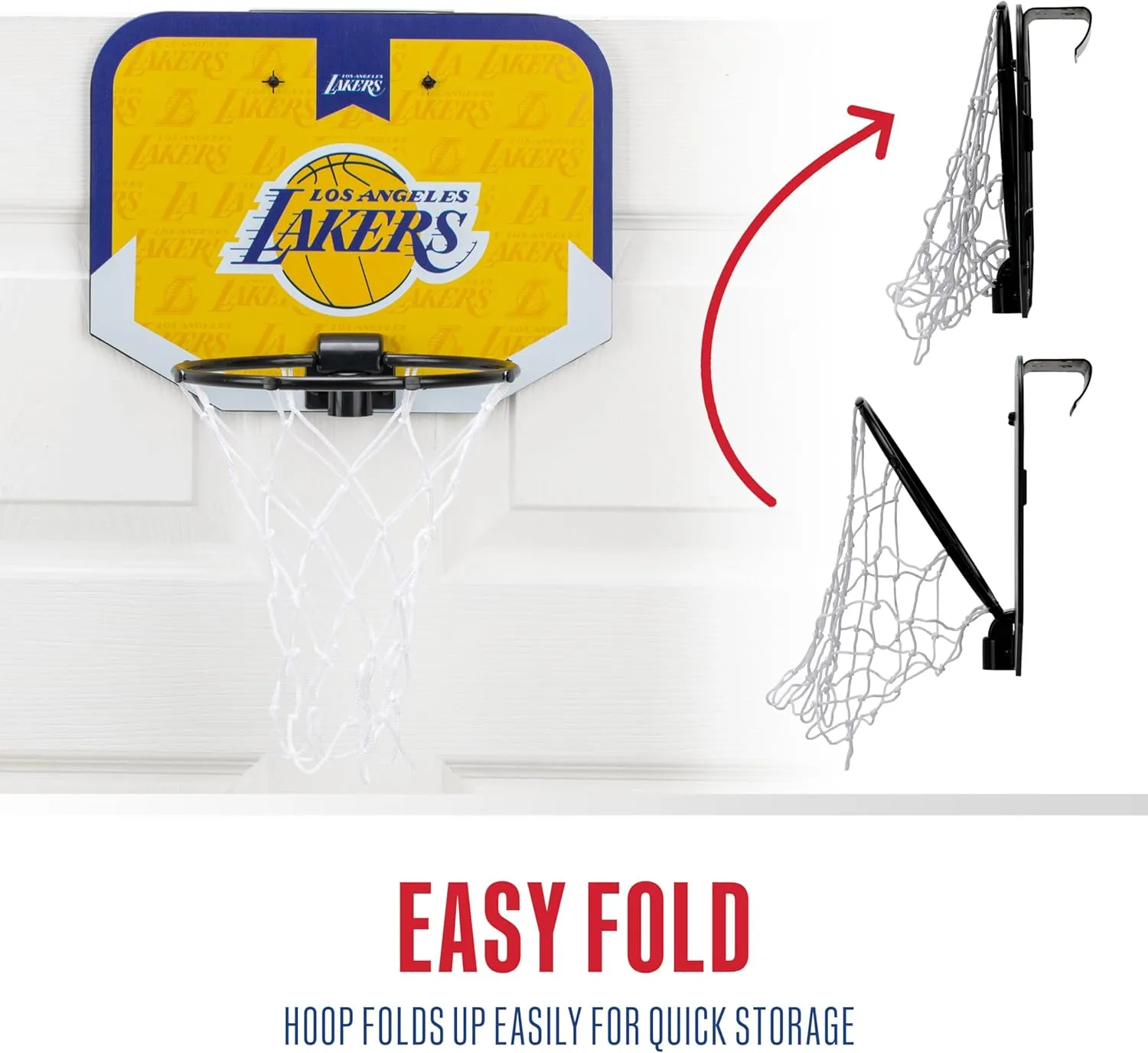 Franklin Sports NBA Team Over The Door Basketball Hoop - Kids Indoor Mini Basketball Hoop with Basketball - NBA Fan Shop Mini Hoop for Bedroom & Office