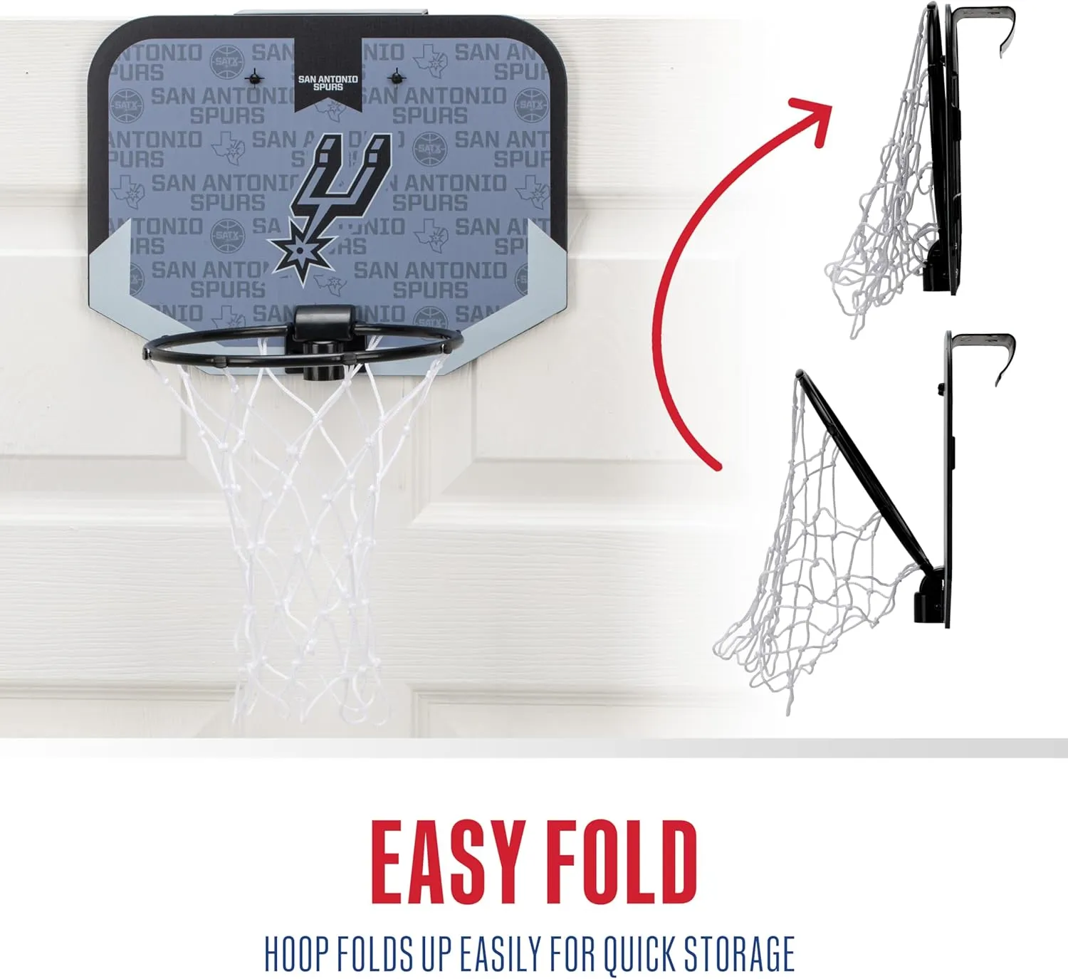Franklin Sports NBA Team Over The Door Basketball Hoop - Kids Indoor Mini Basketball Hoop with Basketball - NBA Fan Shop Mini Hoop for Bedroom & Office