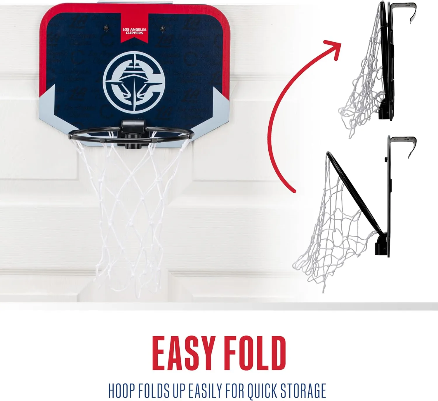 Franklin Sports NBA Team Over The Door Basketball Hoop - Kids Indoor Mini Basketball Hoop with Basketball - NBA Fan Shop Mini Hoop for Bedroom & Office