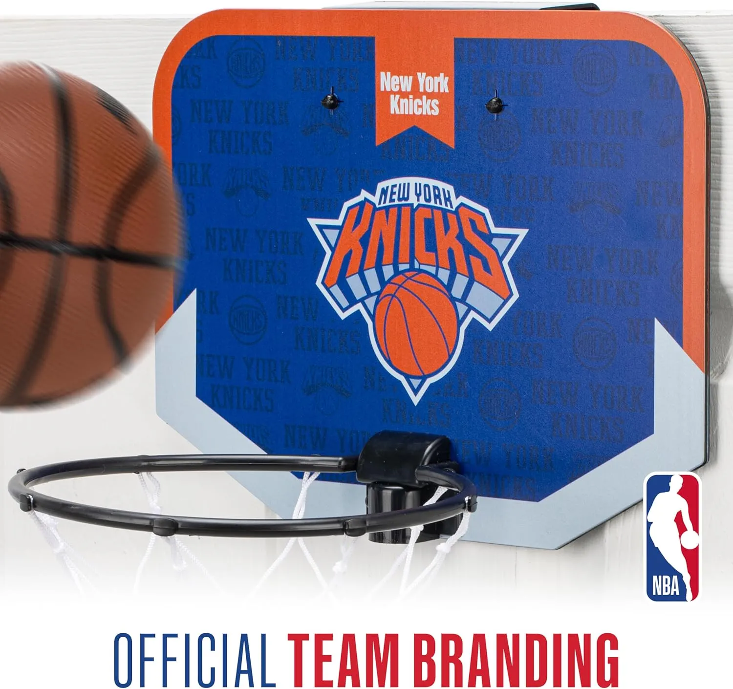 Franklin Sports NBA Team Over The Door Basketball Hoop - Kids Indoor Mini Basketball Hoop with Basketball - NBA Fan Shop Mini Hoop for Bedroom & Office