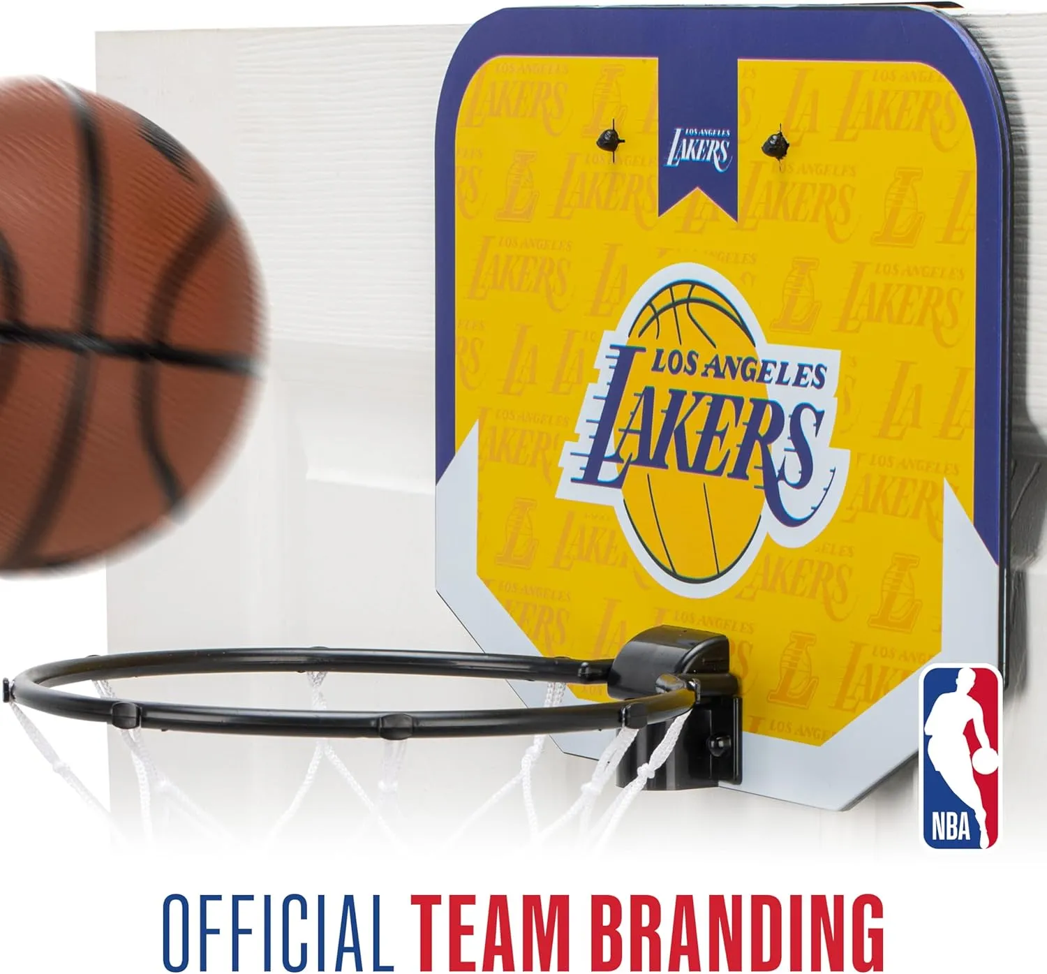 Franklin Sports NBA Team Over The Door Basketball Hoop - Kids Indoor Mini Basketball Hoop with Basketball - NBA Fan Shop Mini Hoop for Bedroom & Office