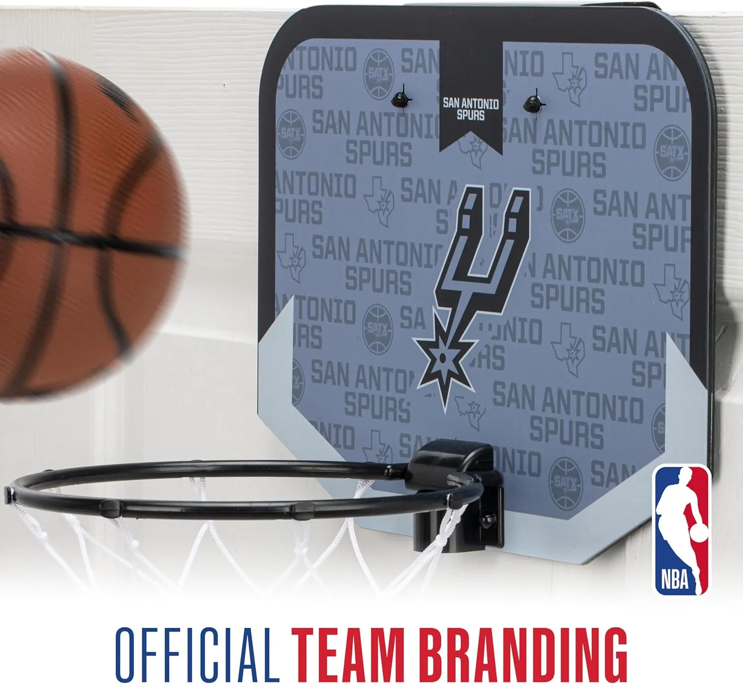 Franklin Sports NBA Team Over The Door Basketball Hoop - Kids Indoor Mini Basketball Hoop with Basketball - NBA Fan Shop Mini Hoop for Bedroom & Office