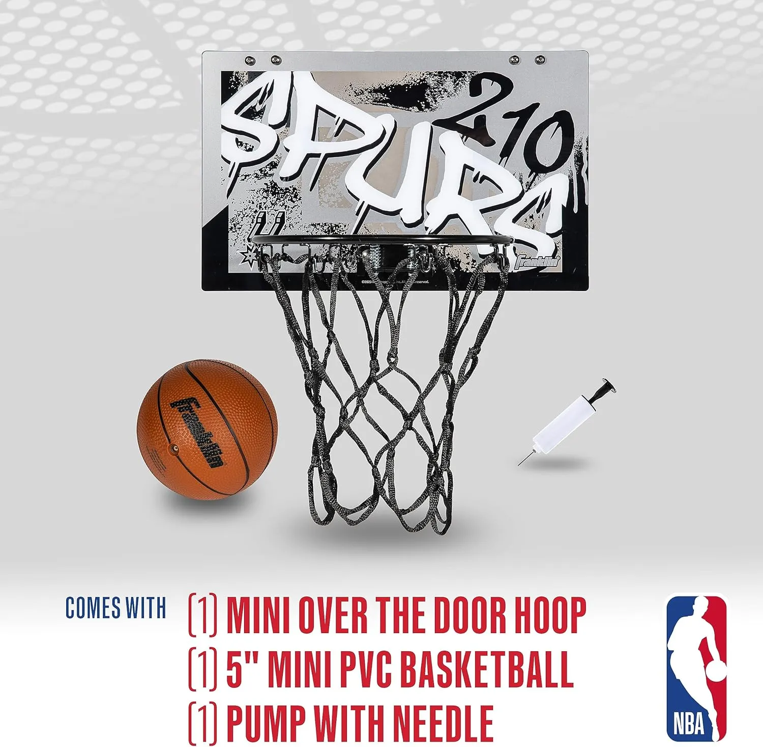 Franklin Sports NBA Team Over the Door Basketball Hoops - Kids Indoor Mini Basketball Hoop   Ball Set - NBA Fan Mini Hoops