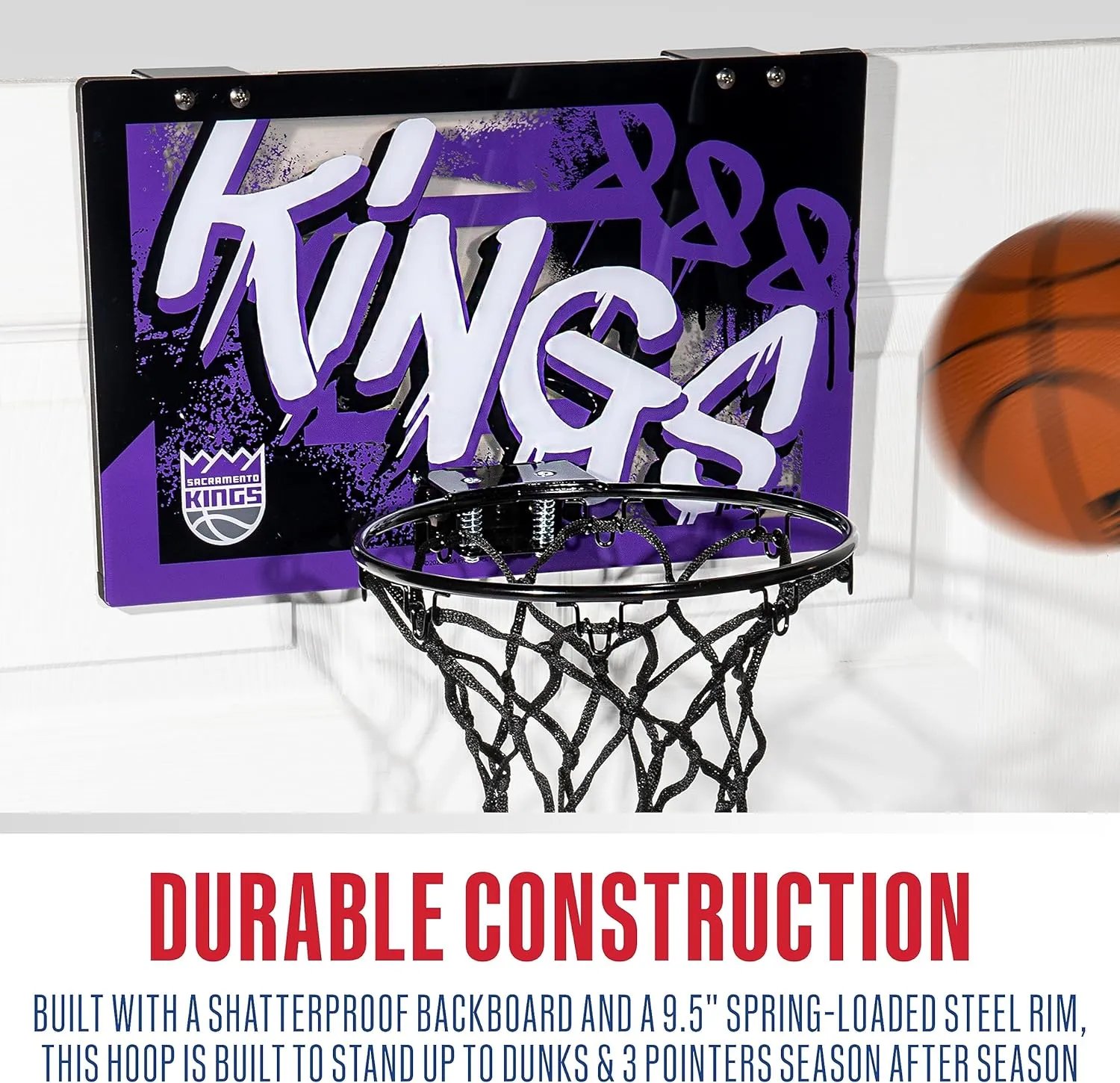Franklin Sports NBA Team Over the Door Basketball Hoops - Kids Indoor Mini Basketball Hoop   Ball Set - NBA Fan Mini Hoops