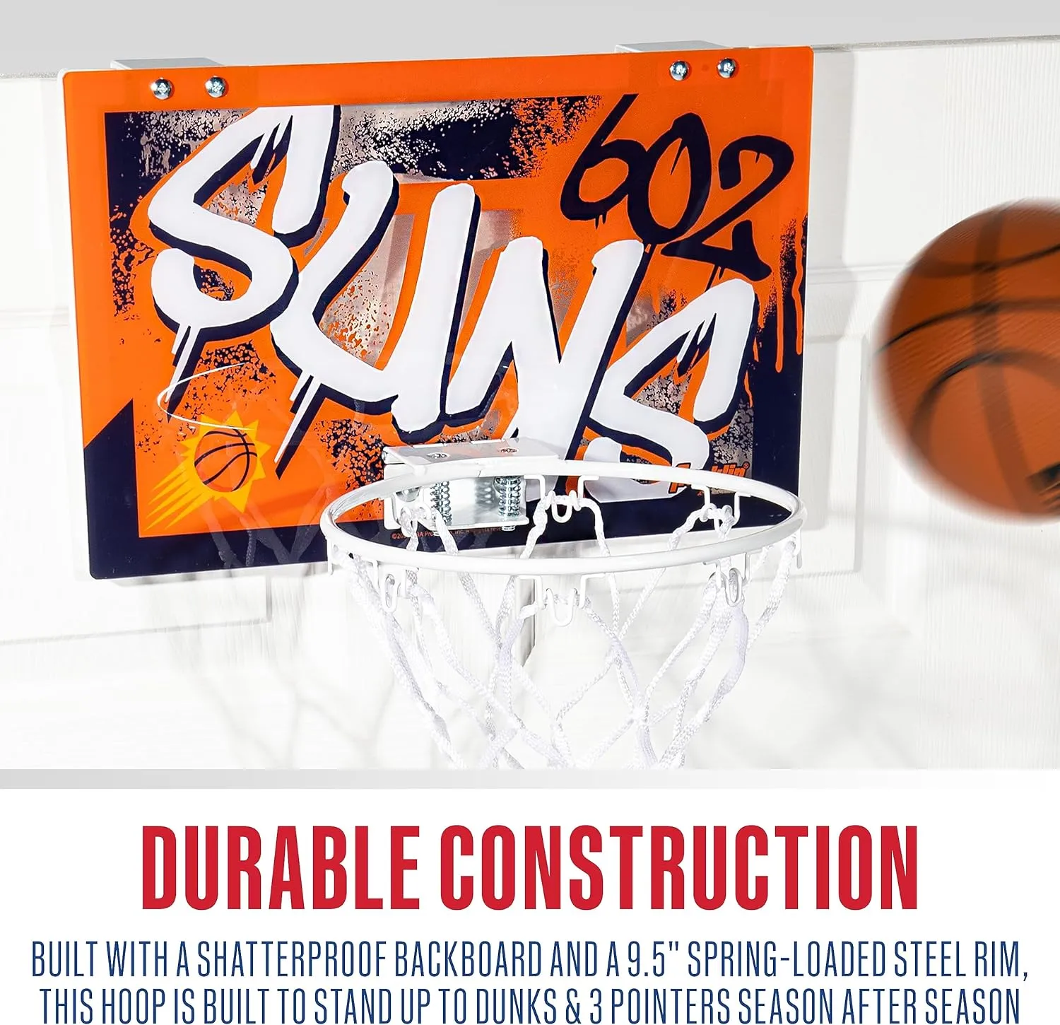 Franklin Sports NBA Team Over the Door Basketball Hoops - Kids Indoor Mini Basketball Hoop   Ball Set - NBA Fan Mini Hoops