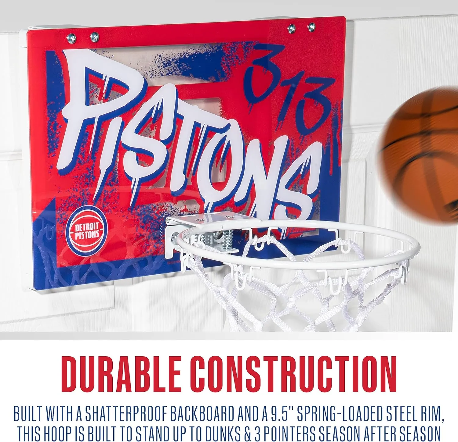 Franklin Sports NBA Team Over the Door Basketball Hoops - Kids Indoor Mini Basketball Hoop   Ball Set - NBA Fan Mini Hoops
