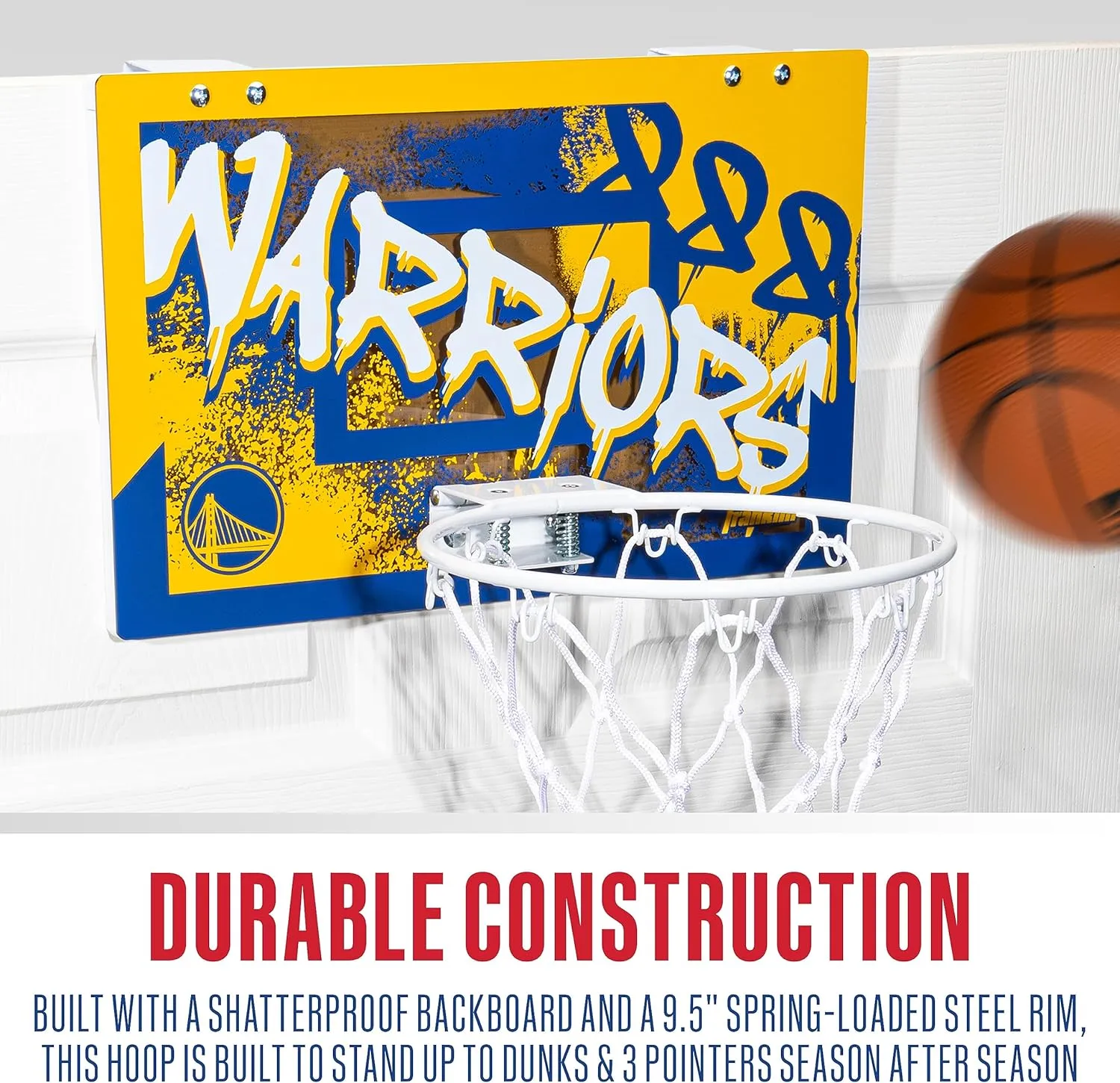 Franklin Sports NBA Team Over the Door Basketball Hoops - Kids Indoor Mini Basketball Hoop   Ball Set - NBA Fan Mini Hoops