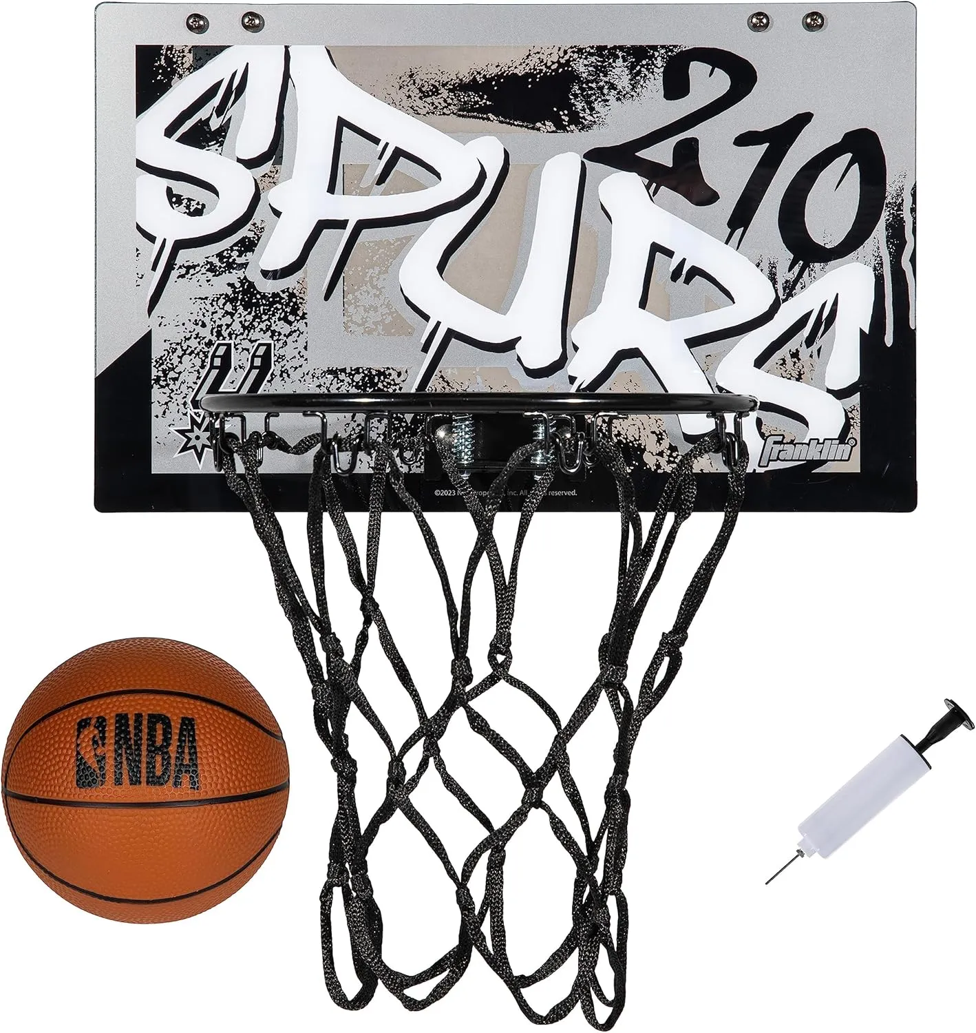 Franklin Sports NBA Team Over the Door Basketball Hoops - Kids Indoor Mini Basketball Hoop   Ball Set - NBA Fan Mini Hoops
