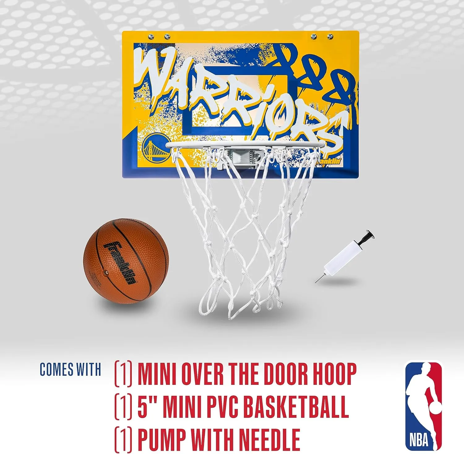 Franklin Sports NBA Team Over the Door Basketball Hoops - Kids Indoor Mini Basketball Hoop   Ball Set - NBA Fan Mini Hoops