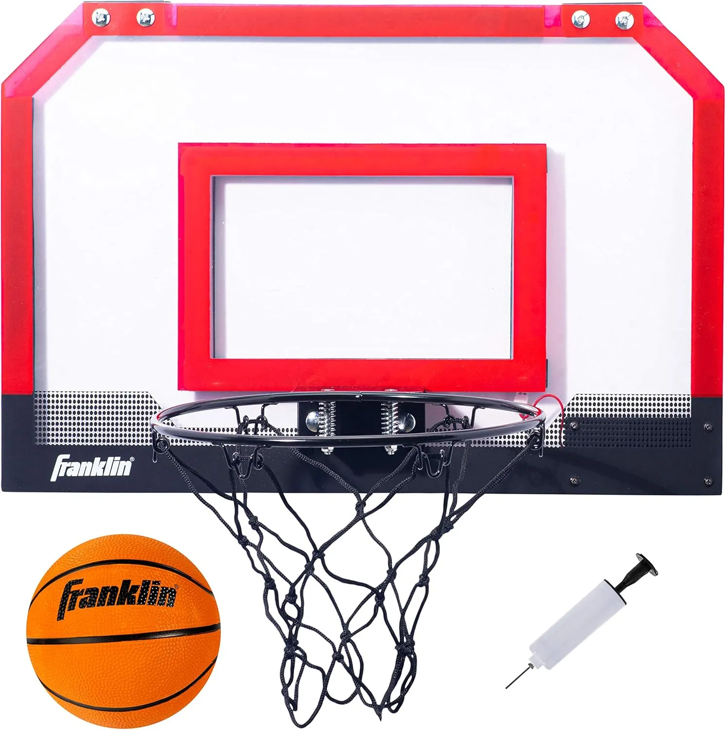 Franklin Sports Over The Door Indoor LED Basketball Hoops-Steel Rim Mini Basket-Includes Ball and Pump-Light Up Backboard