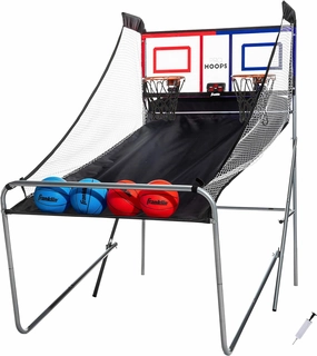 Franklin Sports Basketball Arcade Shootout - Indoor Electronic Double Basketball Hoop Game - Dual Pro Hoops Basketball Shooting with Electronic Scoreboard   (4) Basketballs - 2 Player Shooting Game