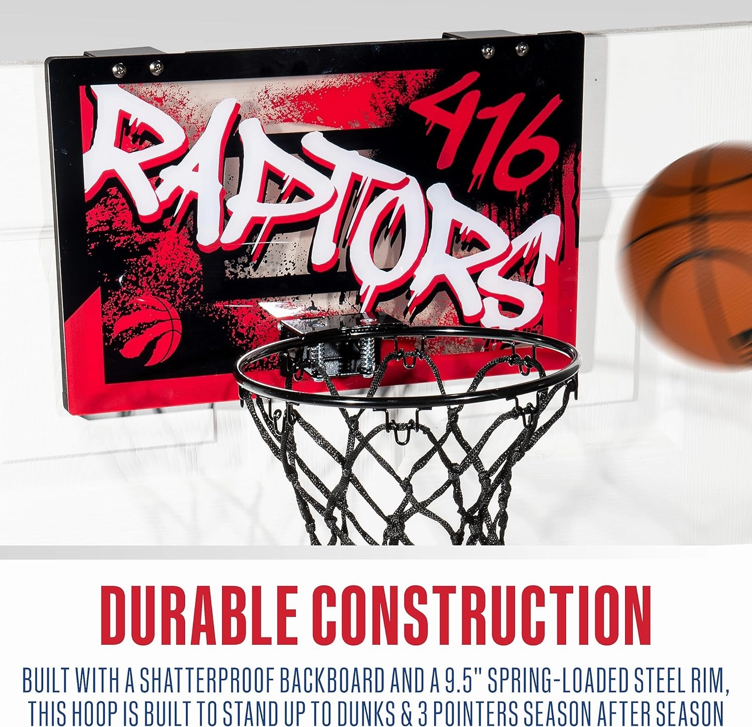 Franklin Sports NBA Team Over the Door Basketball Hoops - Kids Indoor Mini Basketball Hoop   Ball Set - NBA Fan Mini Hoops