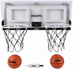 Franklin Sports Over The Door Indoor LED Basketball Hoops-Steel Rim Mini Basket-Includes Ball and Pump-Light Up Backboard